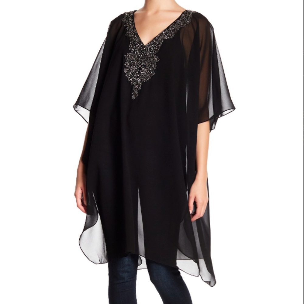 Sheer Embellished Beaded Kaftan